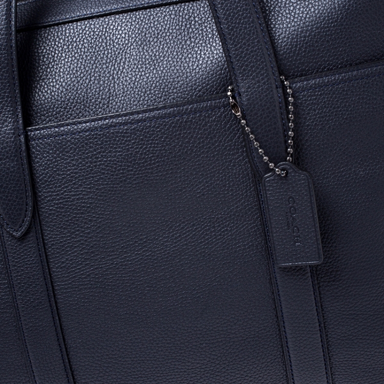 Pre Owned Coach Navy Blue Leather Metropolitan Soft Briefcase Bag