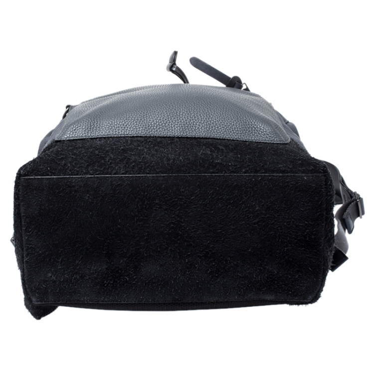 Pre Owned Coach Grey Leather, Nylon and Suede Manhattan Backpack