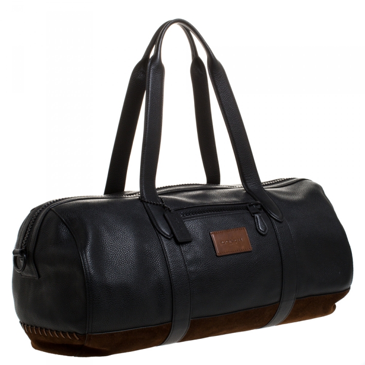 Pre Owned Coach Black/Brown Leather and Nubuck Rip And Repair Metropolitan Soft Gym Bag 