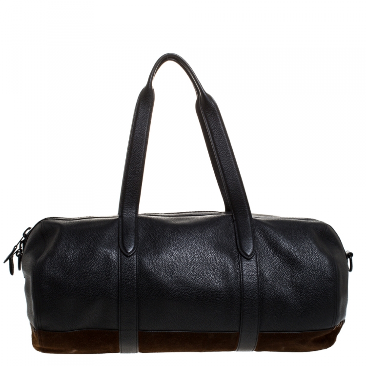 Pre Owned Coach Black/Brown Leather and Nubuck Rip And Repair Metropolitan Soft Gym Bag 