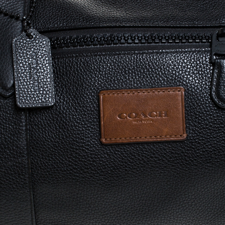 Pre Owned Coach Black/Brown Leather and Nubuck Rip And Repair Metropolitan Soft Gym Bag 