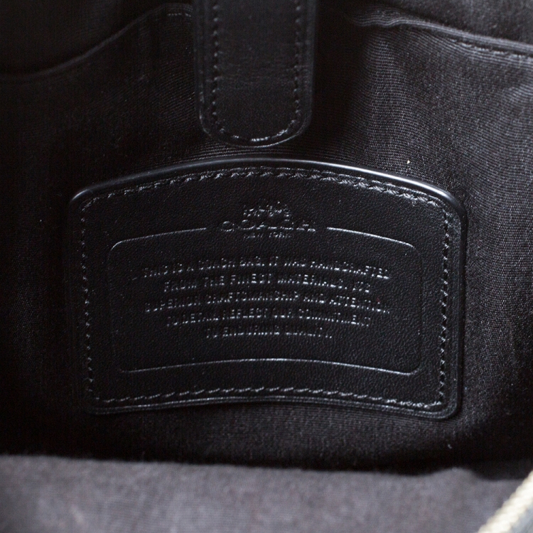 Pre Owned Coach Charcoal Signature Coated Canvas and Leather Messenger Bag 