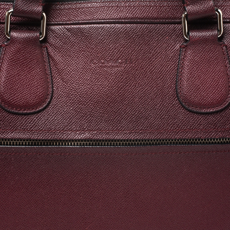 Pre Owned Coach Burgundy Ombre Leather Briefcase 