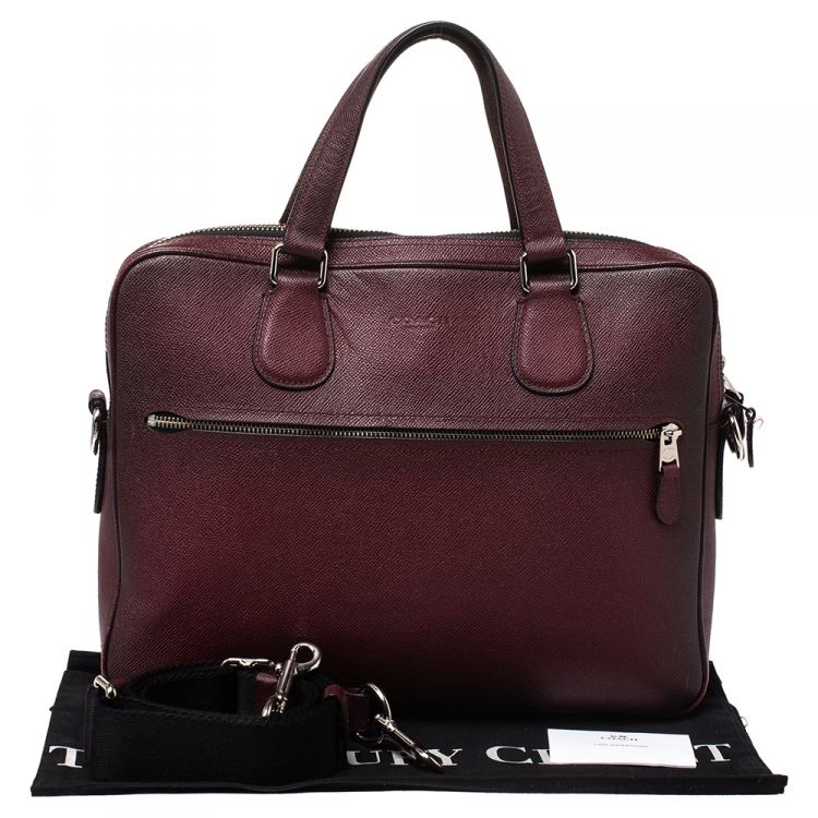 Pre Owned Coach Burgundy Ombre Leather Briefcase 