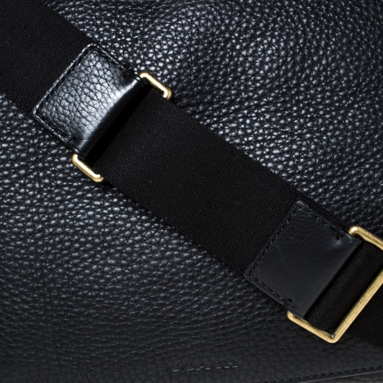 Pre Owned Coach Black Pebbled Leather Messenger Bag
