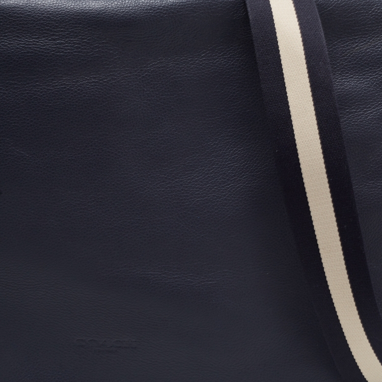 Pre Owned Coach Navy Blue Leather Charles Flap Messenger Bag