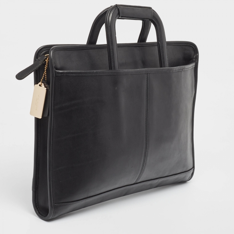 Pre Owned Coach Black Leather Briefcase