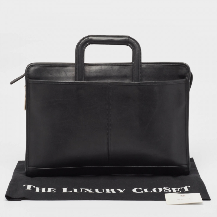 Pre Owned Coach Black Leather Briefcase