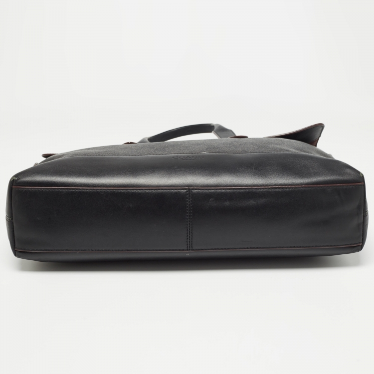 Pre Owned Coach Black Signature Coated Canvas and Leather Hamilton Portfolio Briefcase 