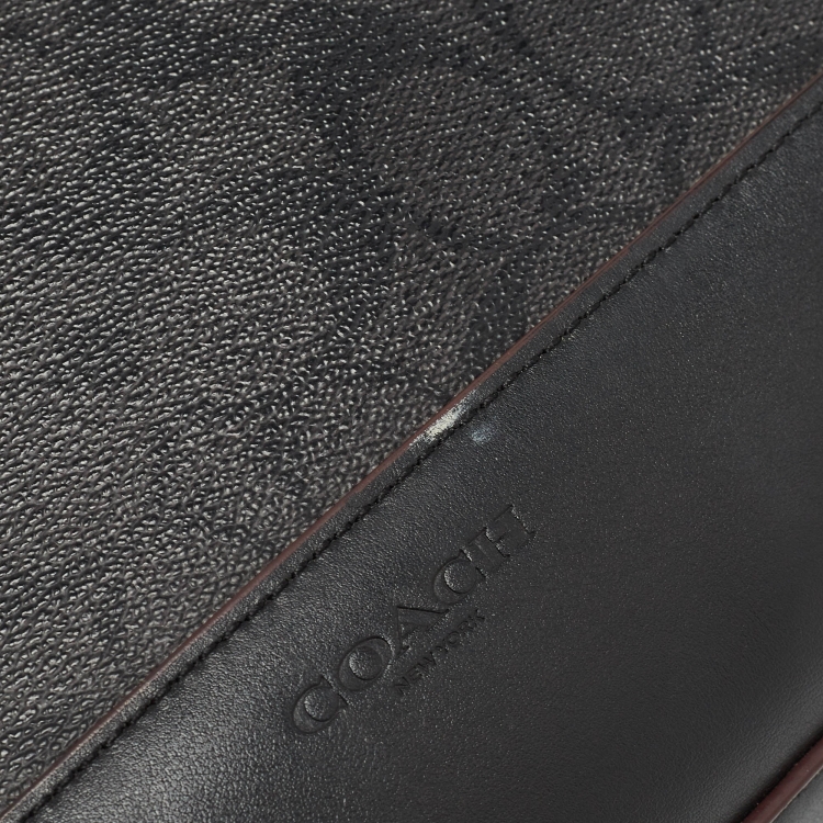 Pre Owned Coach Black Signature Coated Canvas and Leather Hamilton Portfolio Briefcase 