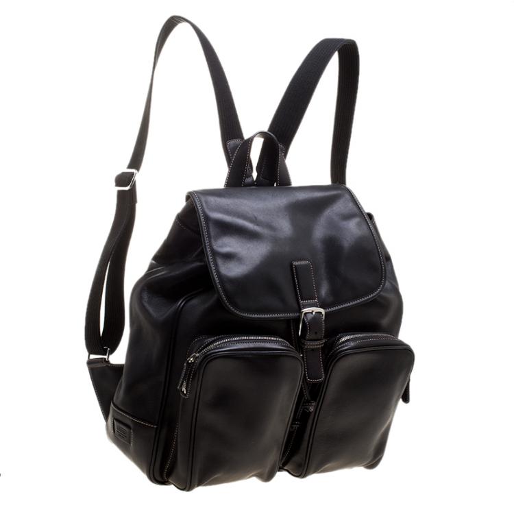 Pre Owned Coach Black Leather Backpack