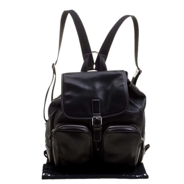Pre Owned Coach Black Leather Backpack