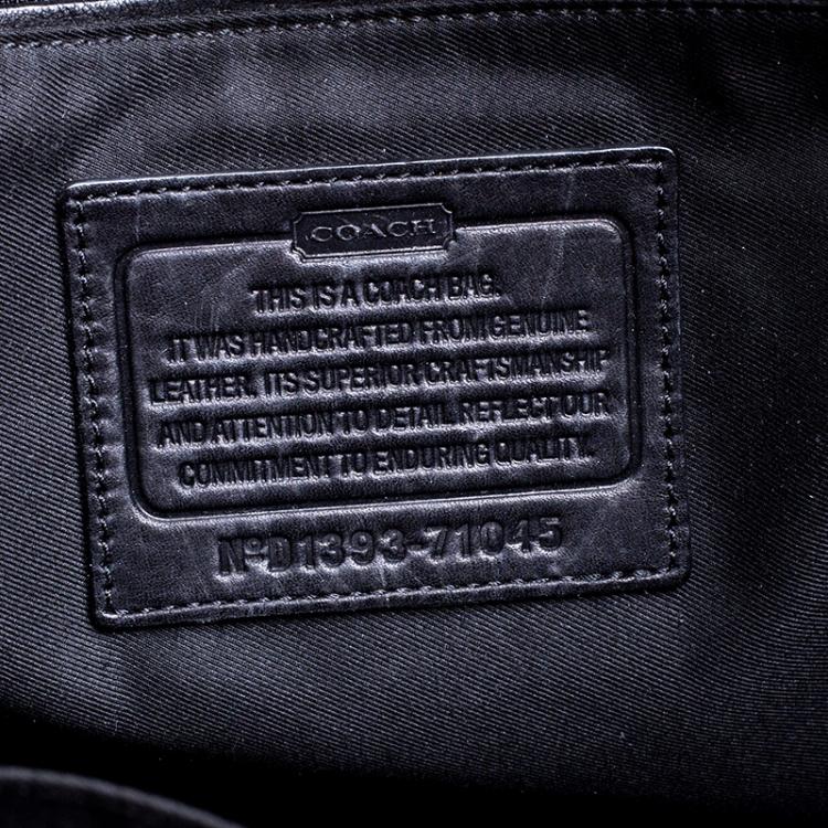 Pre Owned Coach Black Monogram Leather Slim Laptop Bag
