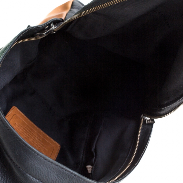 Pre Owned Coach Black/Brown Leather Campus Sling Backpack 