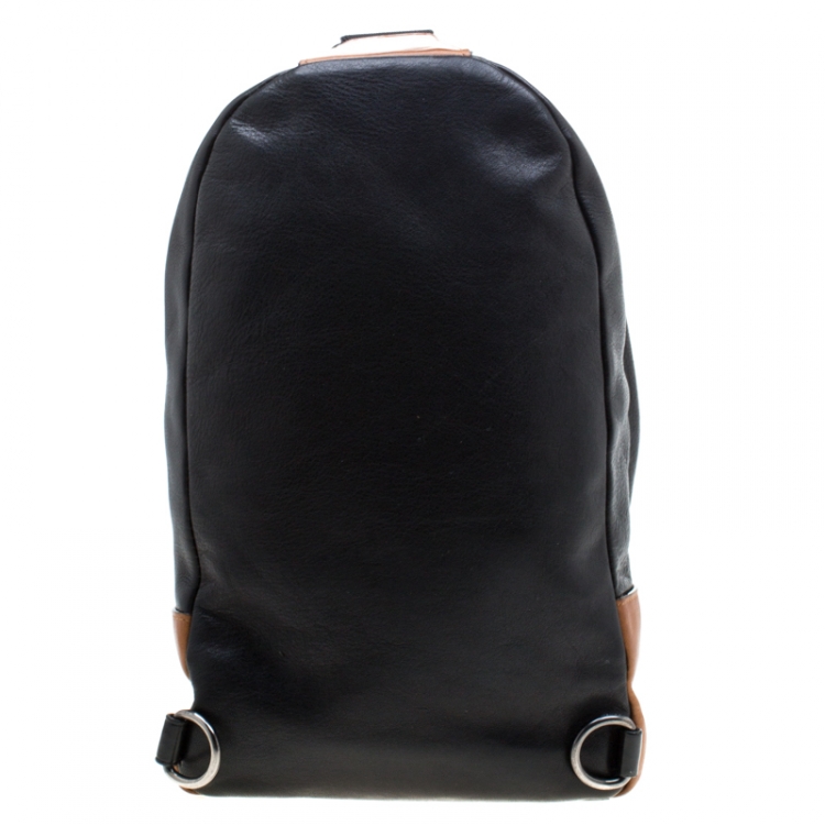 Pre Owned Coach Black/Brown Leather Campus Sling Backpack 