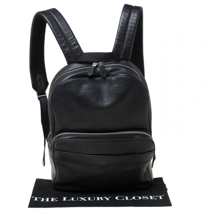 black leather coach backpack