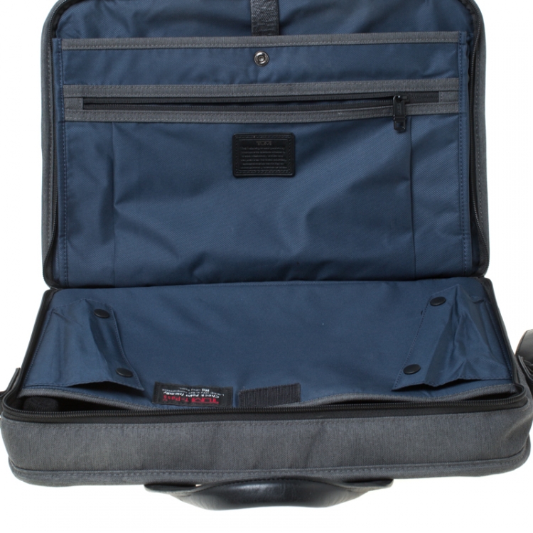 Pre Owned Tumi Grey/Black Fabric Expandable Laptop Briefcase