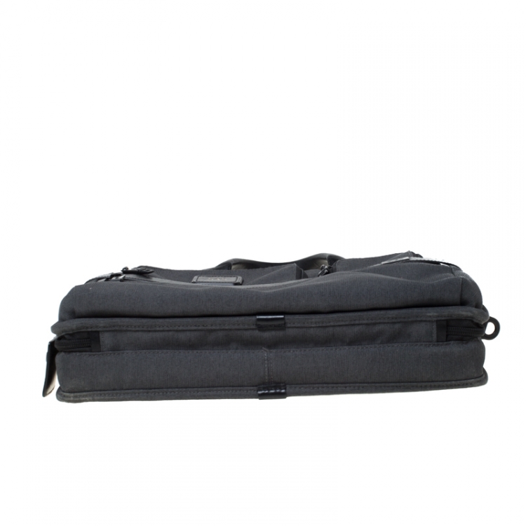 Pre Owned Tumi Grey/Black Fabric Expandable Laptop Briefcase