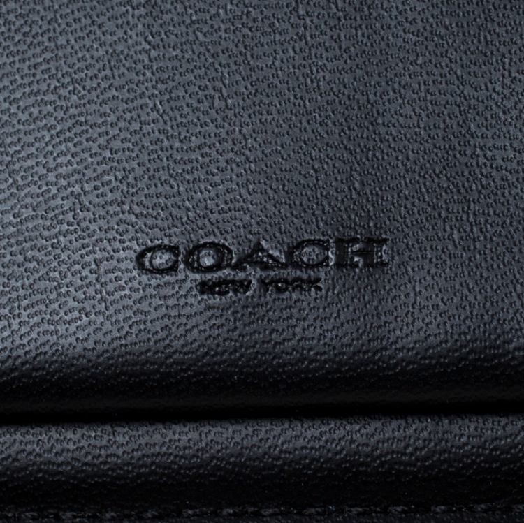 Pre Owned Coach Dark Brown Signature Embossed Leather Double Zip Travel Organizer