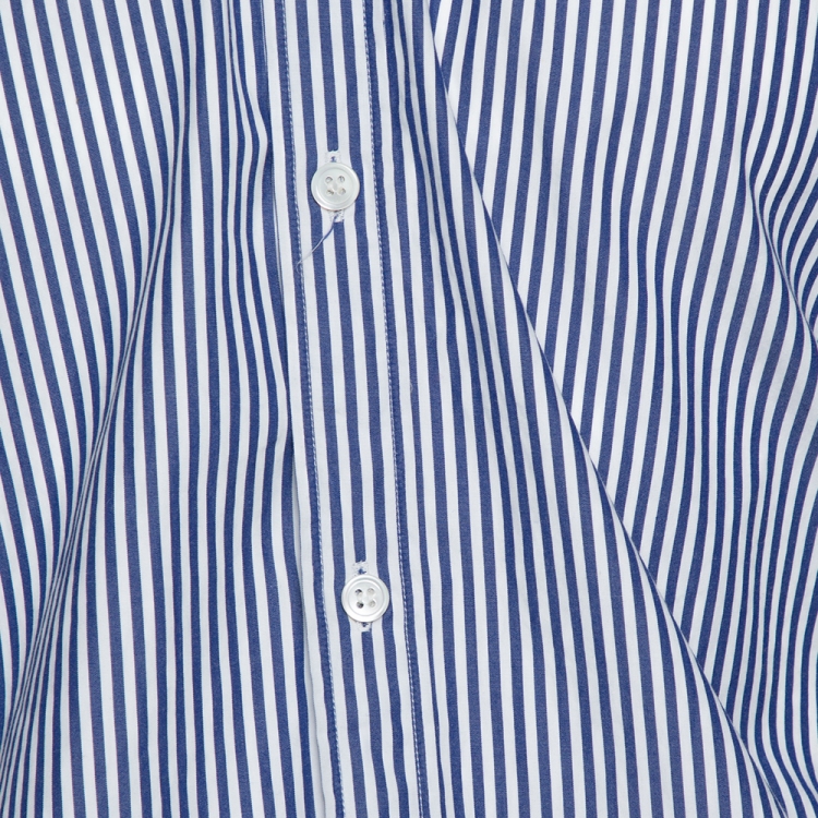 Pre Owned Comme des Garcons Play Blue Striped Cotton Logo Detail Shirt M