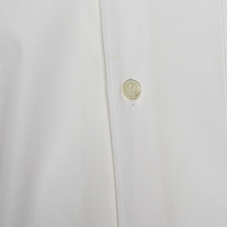 Pre Owned Comme des Garcons White Poplin Distressed Sleeve Shirt S