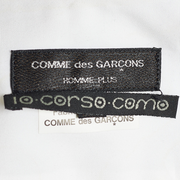 Pre Owned Comme des Garcons White Poplin Distressed Sleeve Shirt S