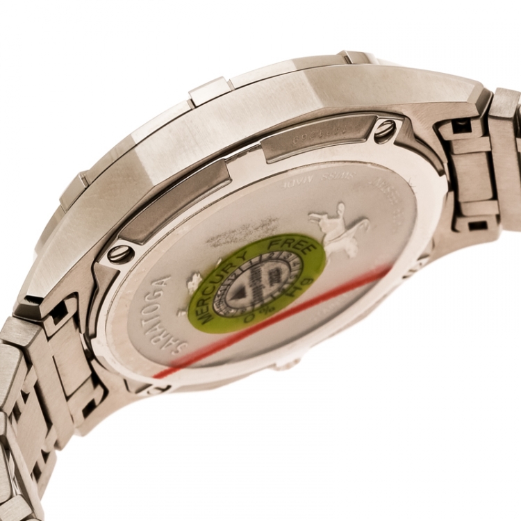 Pre Owned Concord Silver White Stainless Steel Saratoga 02.114.1058 Men's Wristwatch 40 mm