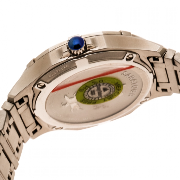 Pre Owned Concord Silver White Stainless Steel Saratoga 02.114.1058 Men's Wristwatch 40 mm