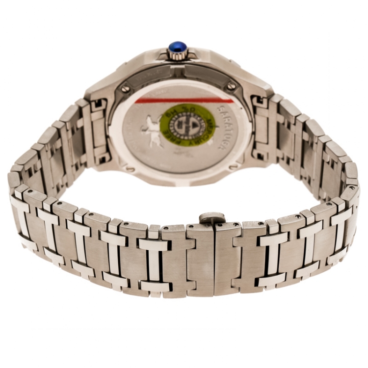 Pre Owned Concord Silver White Stainless Steel Saratoga 02.114.1058 Men's Wristwatch 40 mm