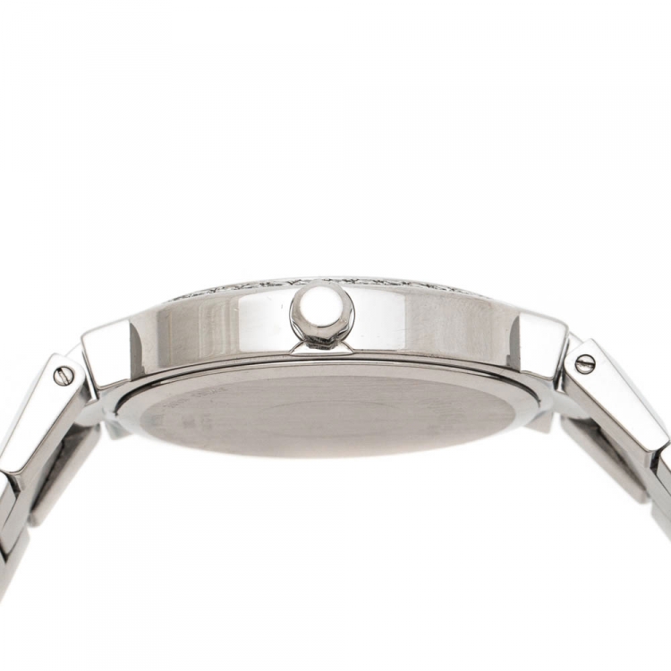 Pre Owned Concord Silver White Stainless Steel Diamonds La Scala 14.CZ.1891 Men's Wristwatch 38 mm