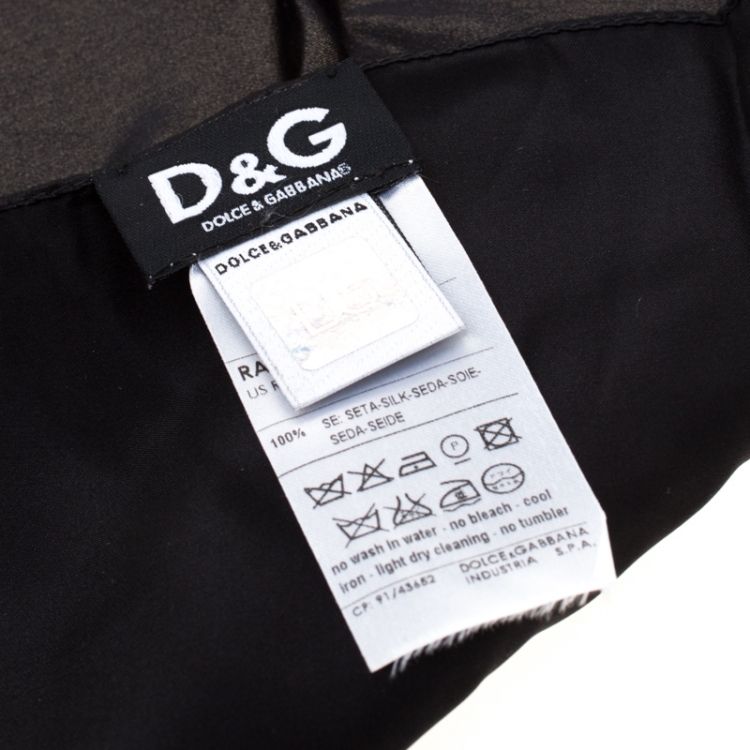Pre Owned D & G Black Silk Satin Pocket Square