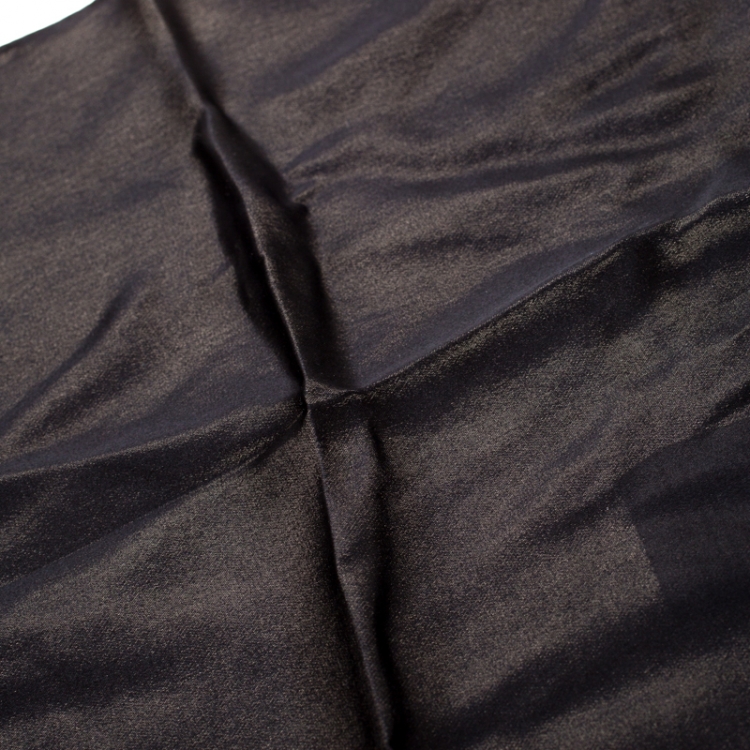 Pre Owned D & G Black Silk Satin Pocket Square