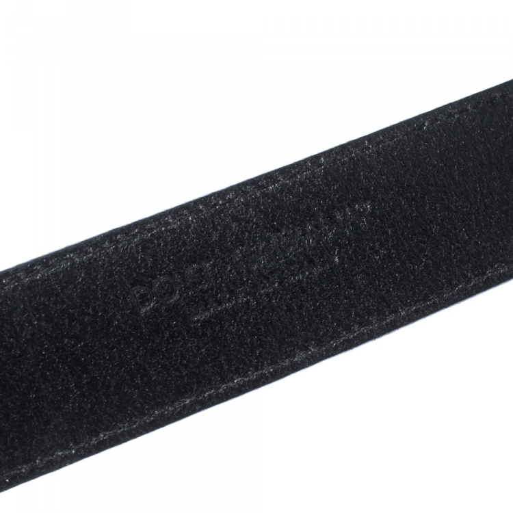 Pre Owned  D&G Black Leather Logo Buckle Belt 105CM