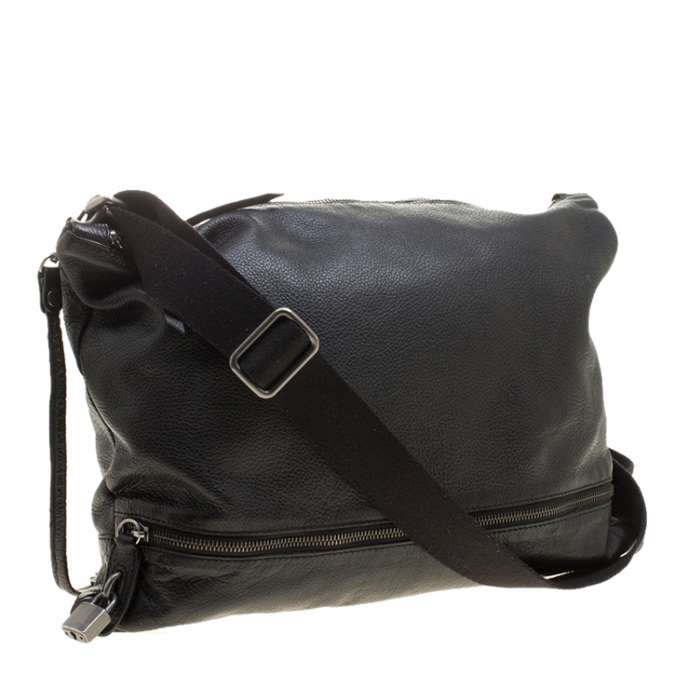 Pre Owned D&G Black Pebbled Leather Messenger Bag