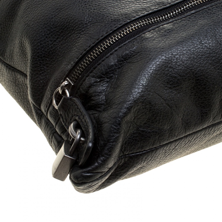 Pre Owned D&G Black Pebbled Leather Messenger Bag