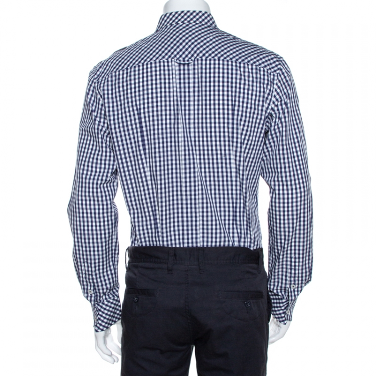 Pre Owned D&G Bicolor Gingham Check Cotton Slim Fit Shirt XL