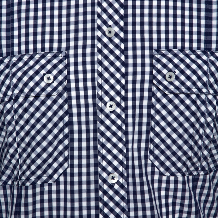 Pre Owned D&G Bicolor Gingham Check Cotton Slim Fit Shirt XL