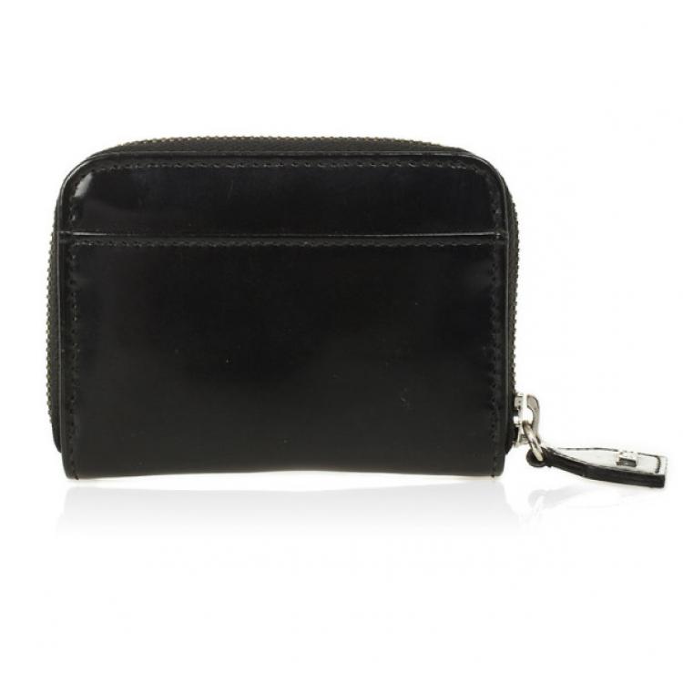 Pre Owned D and G Black Patent Compact Zippy Wallet