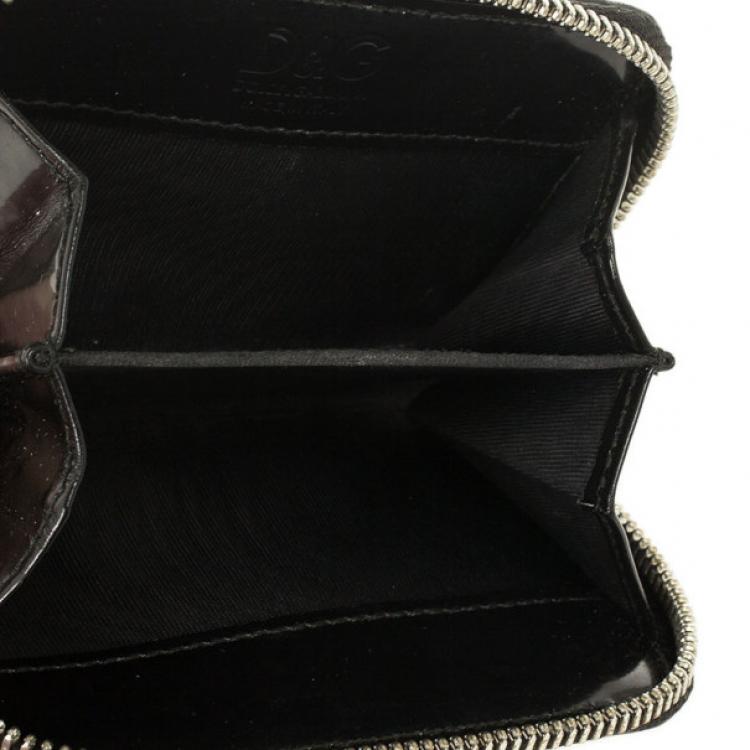 Pre Owned D and G Black Patent Compact Zippy Wallet
