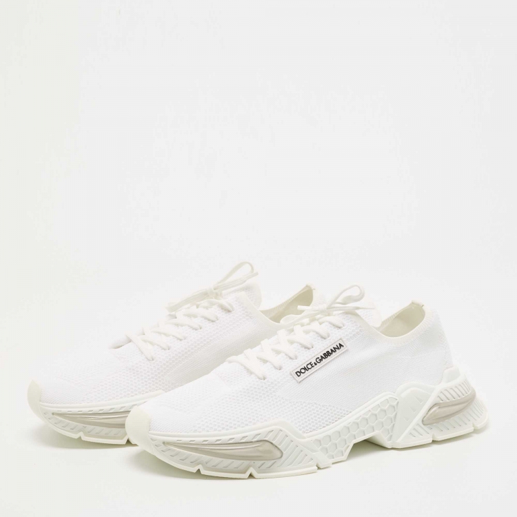Pre Owned Dolce & Gabbana White Fabric Airmaster Low Top Sneakers Size 45