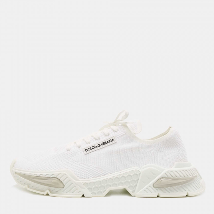 Pre Owned Dolce & Gabbana White Fabric Airmaster Low Top Sneakers Size 45