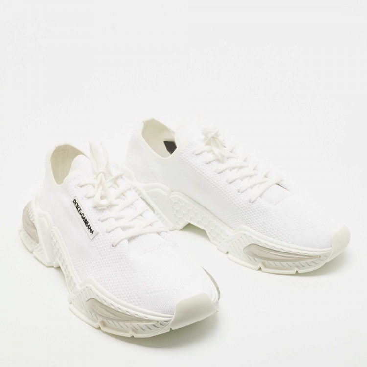 Pre Owned Dolce & Gabbana White Fabric Airmaster Low Top Sneakers Size 45
