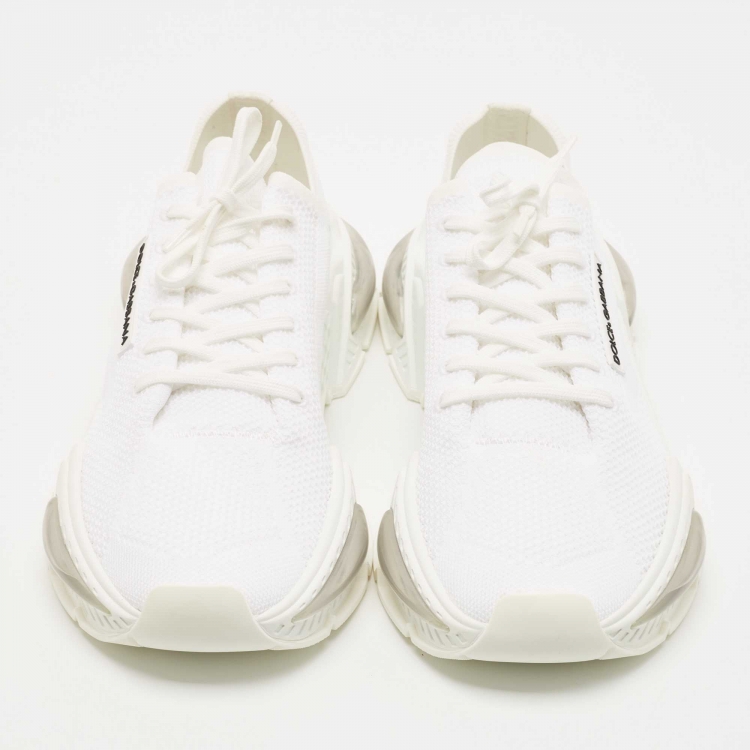 Pre Owned Dolce & Gabbana White Fabric Airmaster Low Top Sneakers Size 45