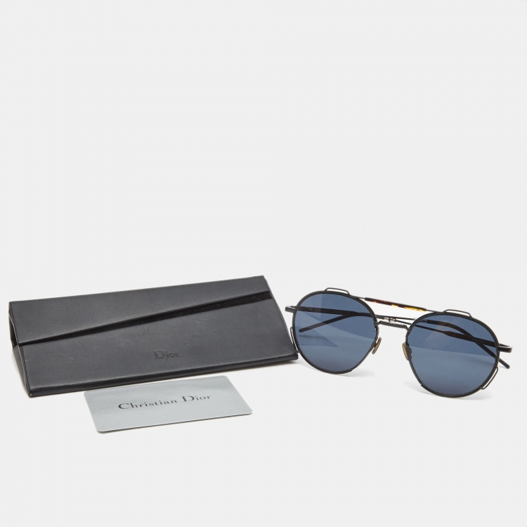 Pre Owned Dior Homme Black 0234S Round Sunglasses