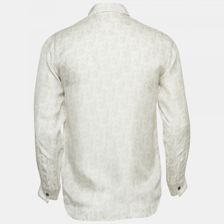 Pre Owned Dior Homme Grey Oblique Silk Shirt XS