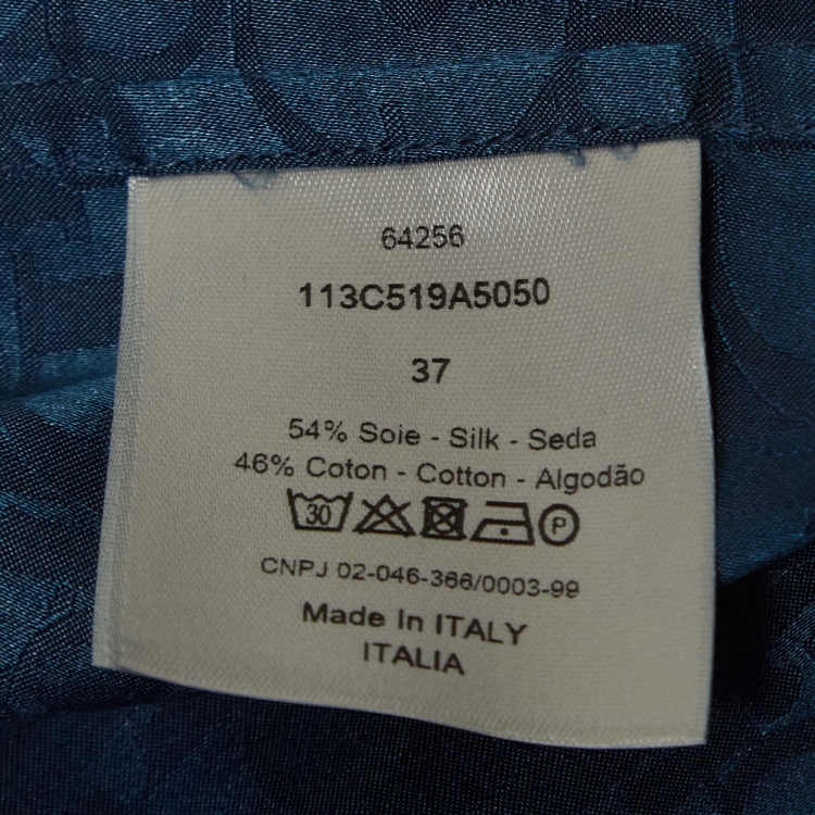 Pre Owned Dior Homme Blue Oblique Silk Blend Shirt S