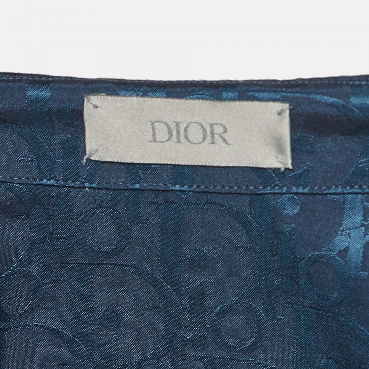 Pre Owned Dior Homme Blue Oblique Silk Blend Shirt S