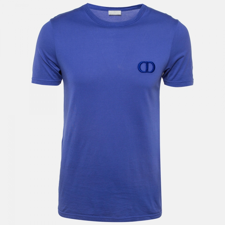 Pre Owned Dior Homme Blue CD Embroidered Jersey T-Shirt S