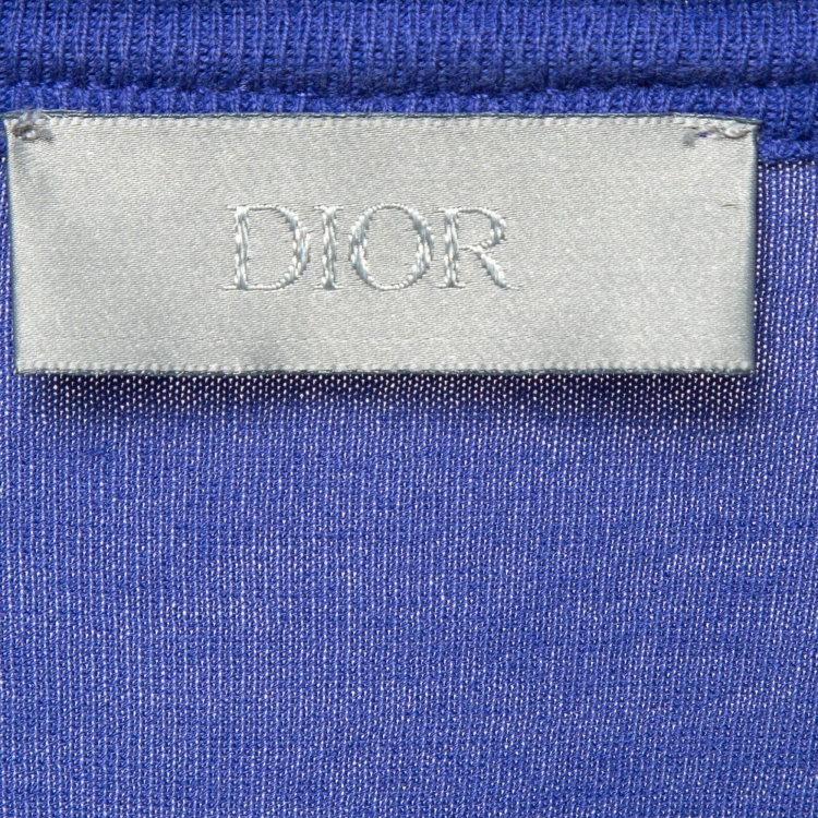 Pre Owned Dior Homme Blue CD Embroidered Jersey T-Shirt S