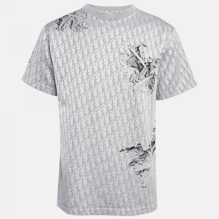 Pre Owned Dior Homme X Daniel Arsham Grey Eroded Oblique Jersey T-Shirt L
